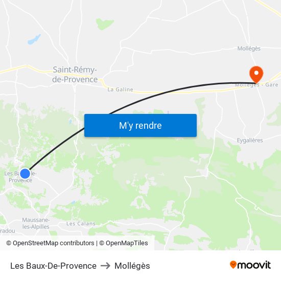 Les Baux-De-Provence to Mollégès map
