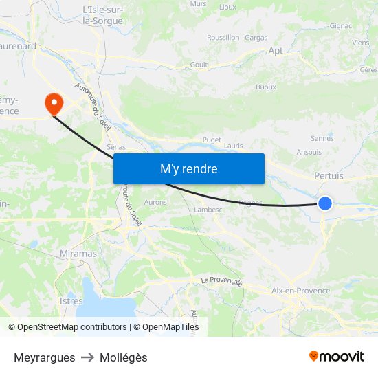Meyrargues to Mollégès map