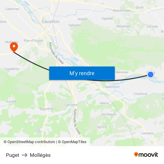Puget to Mollégès map