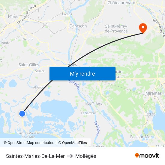 Saintes-Maries-De-La-Mer to Mollégès map