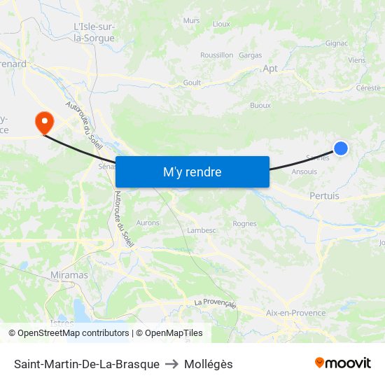 Saint-Martin-De-La-Brasque to Mollégès map