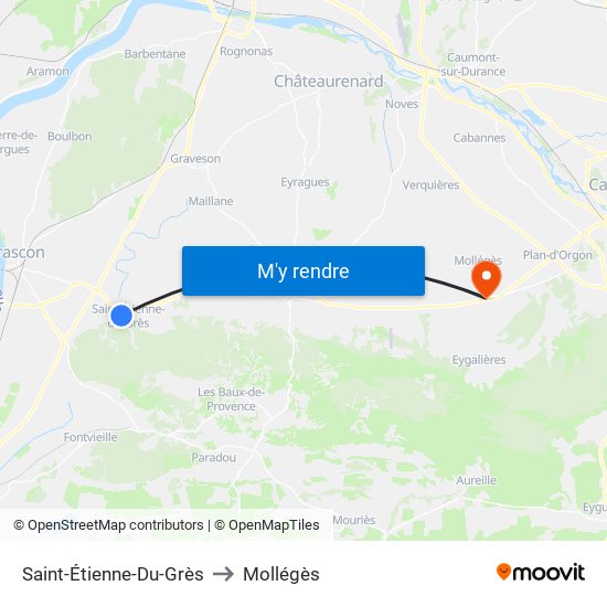 Saint-Étienne-Du-Grès to Mollégès map
