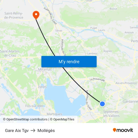 Gare Aix Tgv to Mollégès map