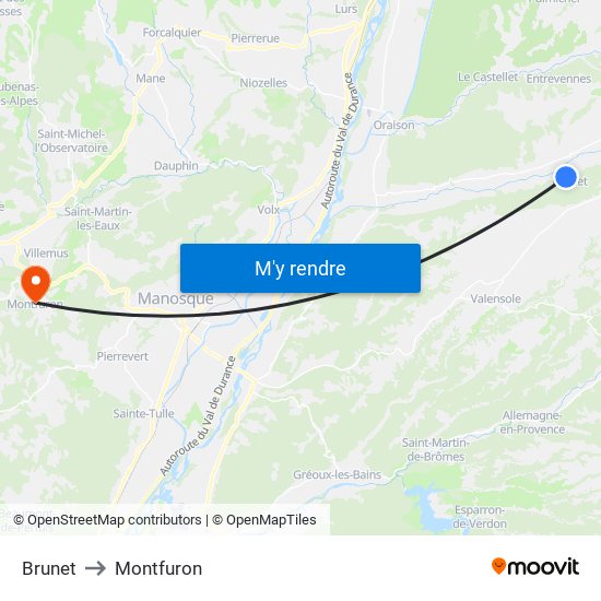 Brunet to Montfuron map