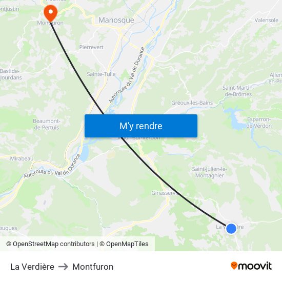 La Verdière to Montfuron map