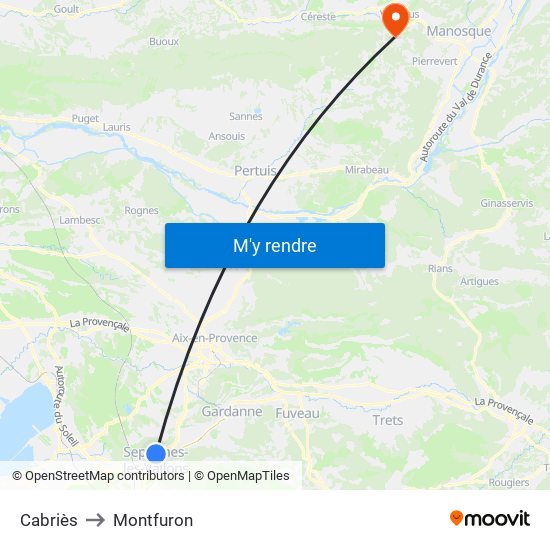 Cabriès to Montfuron map