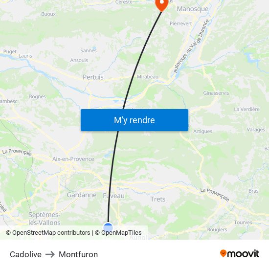 Cadolive to Montfuron map
