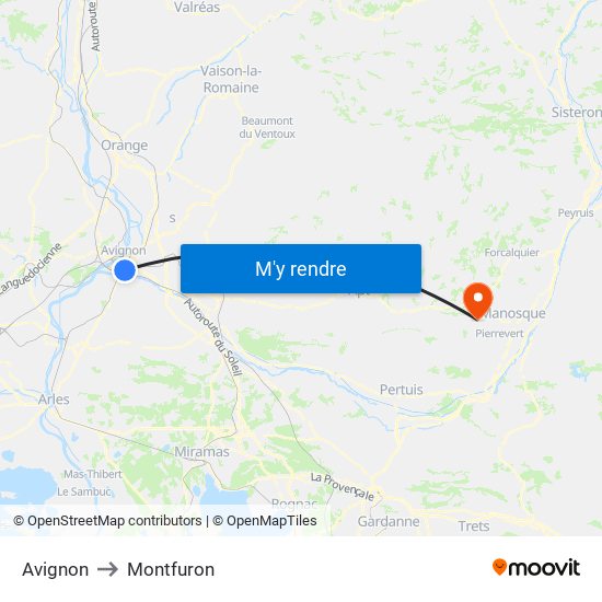 Avignon to Montfuron map