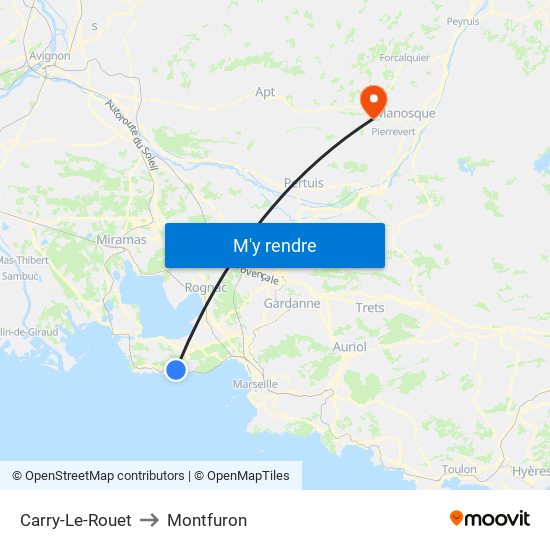 Carry-Le-Rouet to Montfuron map