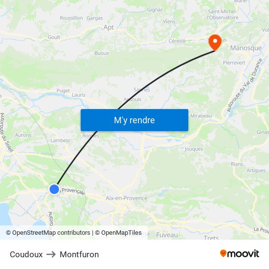 Coudoux to Montfuron map