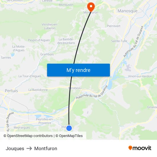 Jouques to Montfuron map