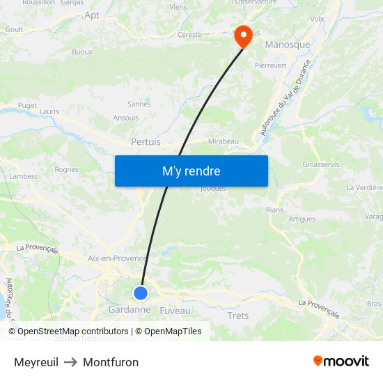 Meyreuil to Montfuron map