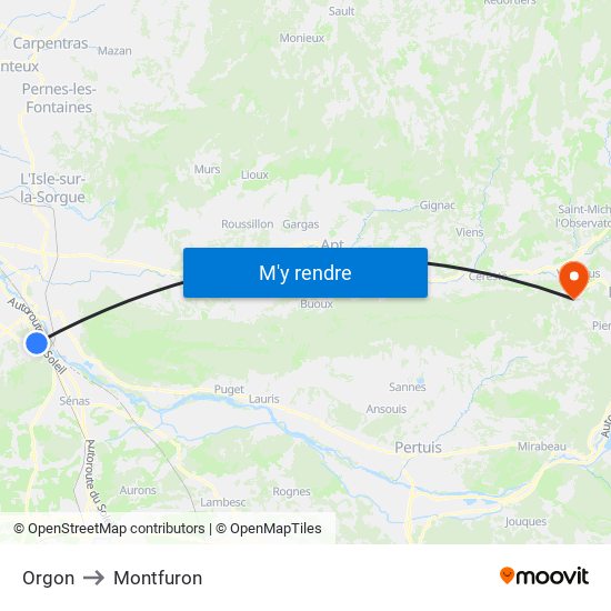 Orgon to Orgon map