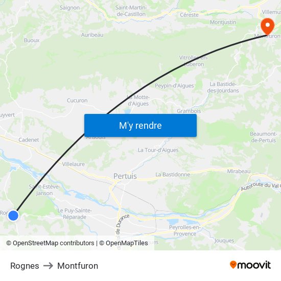 Rognes to Montfuron map