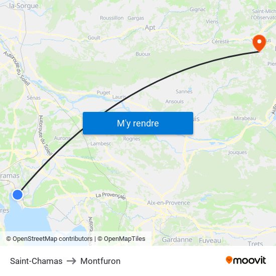 Saint-Chamas to Montfuron map
