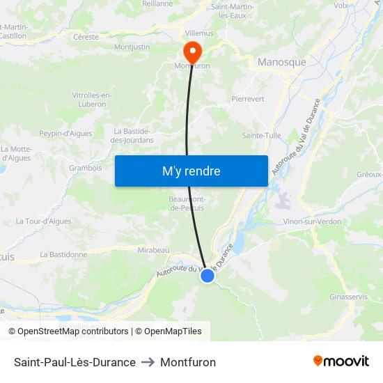 Saint-Paul-Lès-Durance to Montfuron map