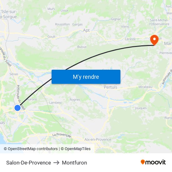 Salon-De-Provence to Montfuron map