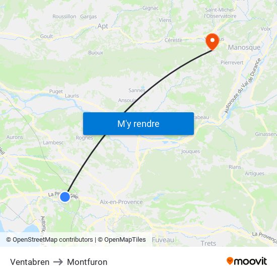 Ventabren to Montfuron map