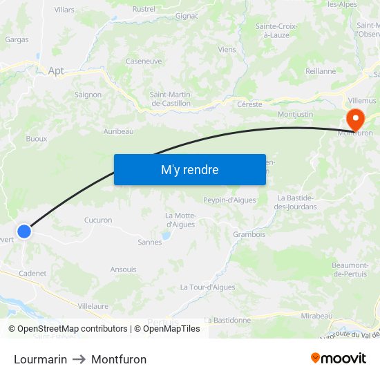 Lourmarin to Montfuron map