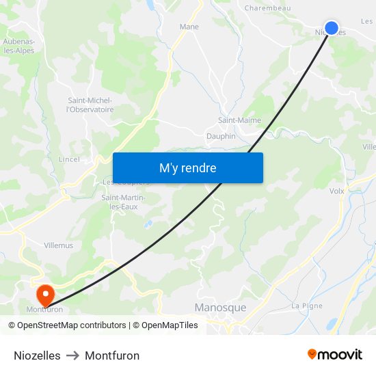 Niozelles to Montfuron map