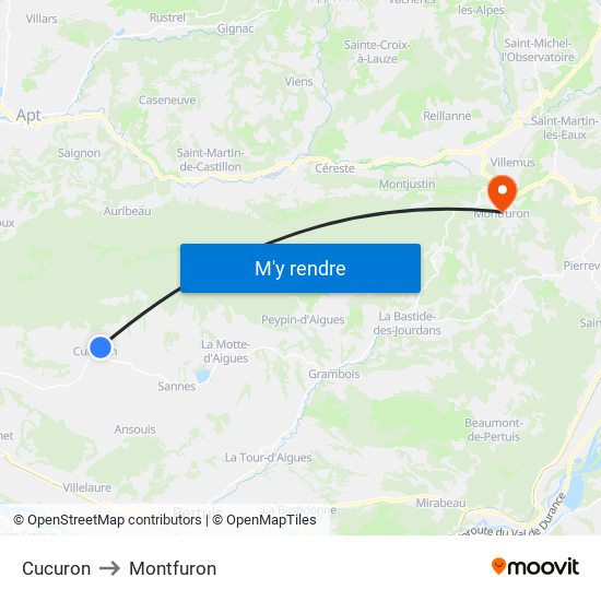 Cucuron to Montfuron map