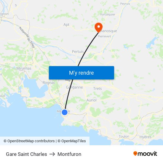 Gare Saint Charles to Montfuron map