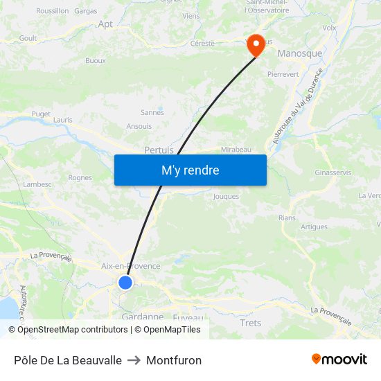 Pôle De La Beauvalle to Montfuron map