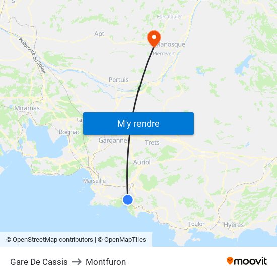 Gare De Cassis to Montfuron map