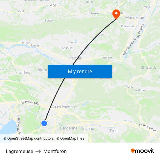 Lagremeuse to Montfuron map