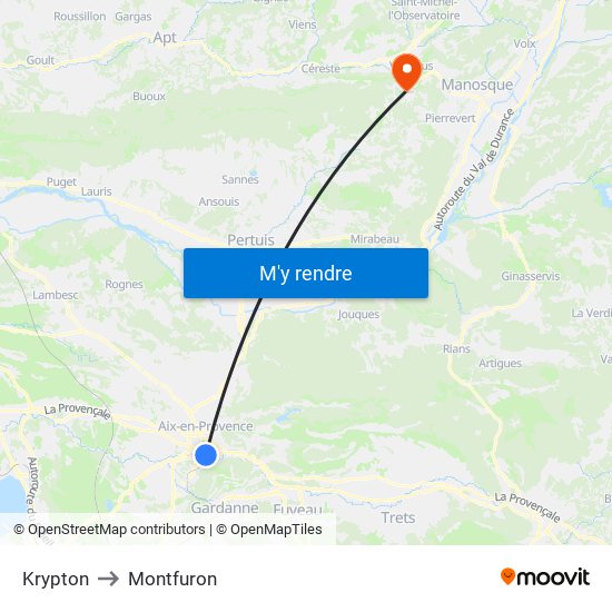 Krypton to Montfuron map