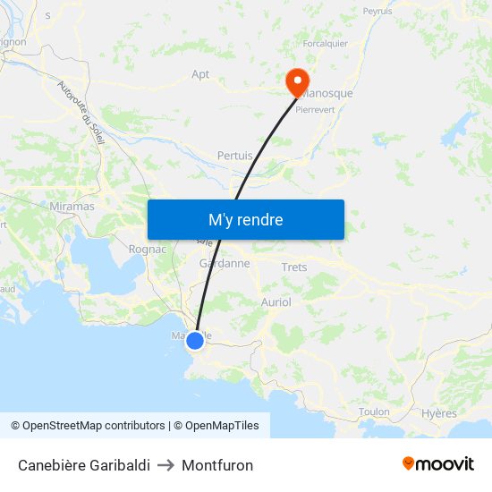 Canebière Garibaldi to Montfuron map