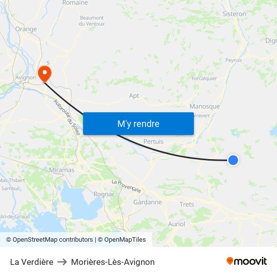 La Verdière to Morières-Lès-Avignon map