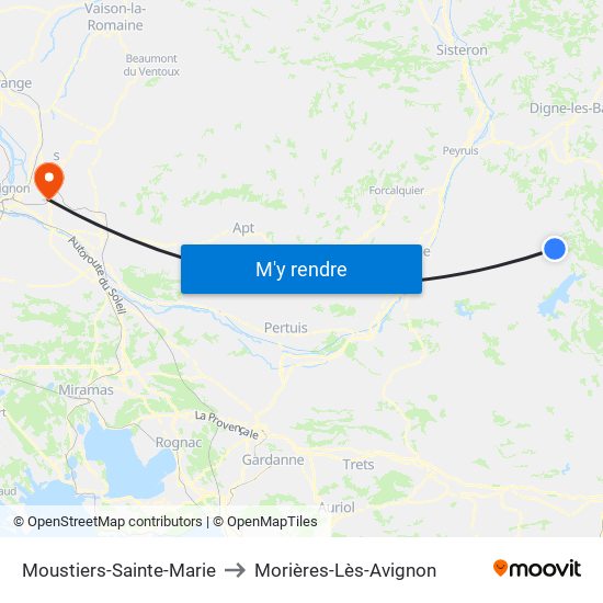 Moustiers-Sainte-Marie to Morières-Lès-Avignon map