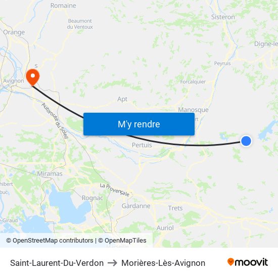 Saint-Laurent-Du-Verdon to Morières-Lès-Avignon map