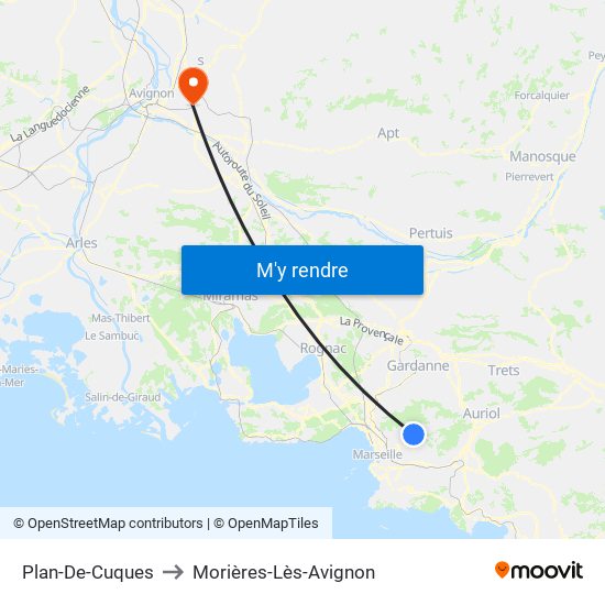 Plan-De-Cuques to Morières-Lès-Avignon map