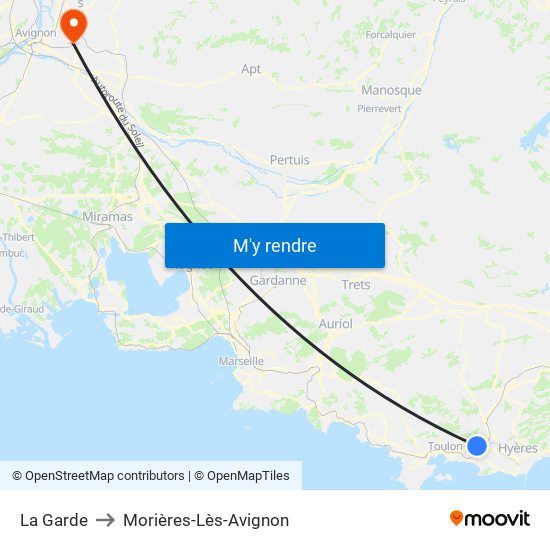 La Garde to Morières-Lès-Avignon map