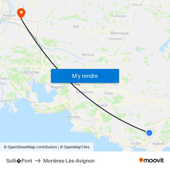 Solli�Pont to Morières-Lès-Avignon map