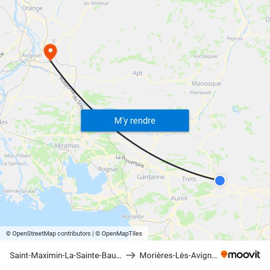 Saint-Maximin-La-Sainte-Baume to Morières-Lès-Avignon map