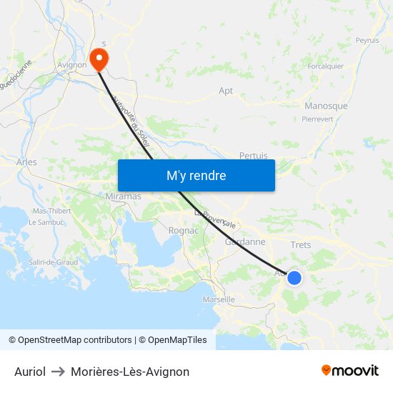 Auriol to Morières-Lès-Avignon map