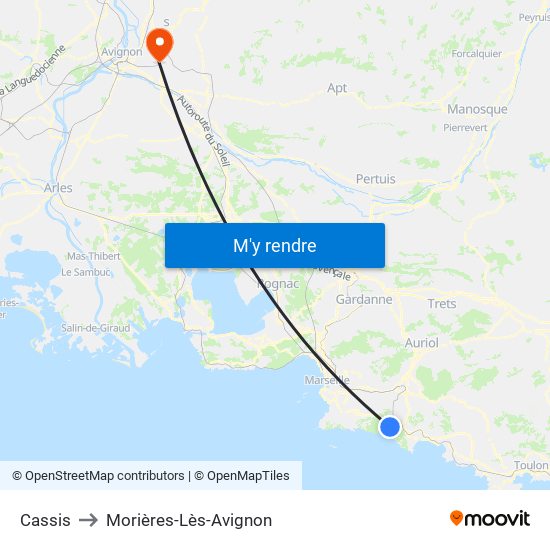 Cassis to Morières-Lès-Avignon map