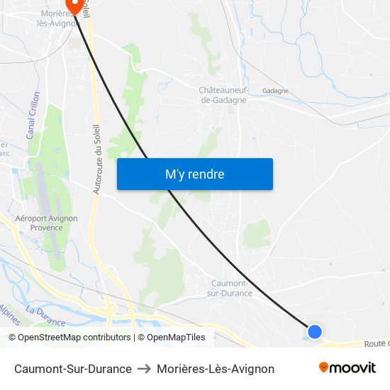 Caumont-Sur-Durance to Morières-Lès-Avignon map