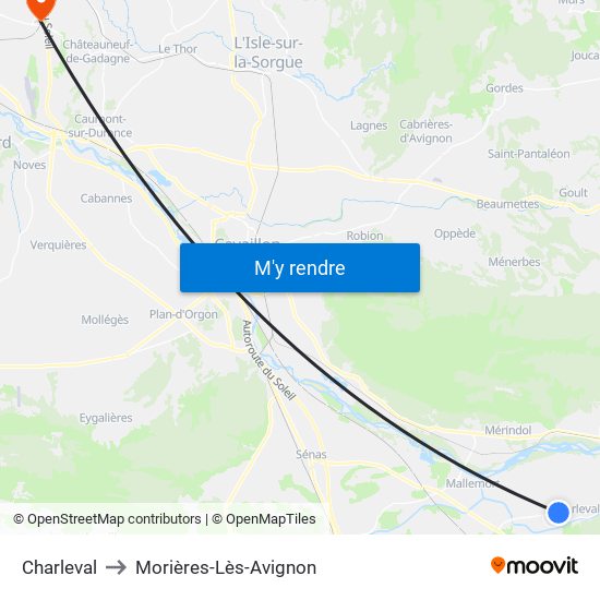 Charleval to Morières-Lès-Avignon map