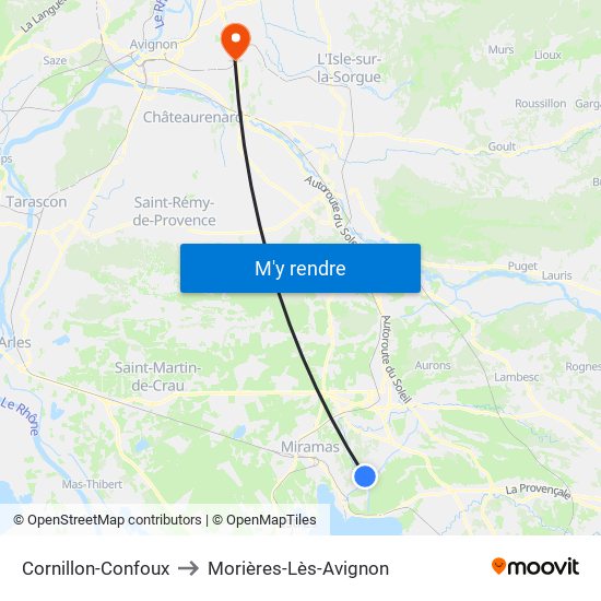 Cornillon-Confoux to Morières-Lès-Avignon map