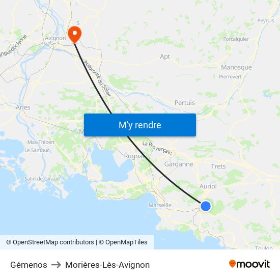 Gémenos to Morières-Lès-Avignon map