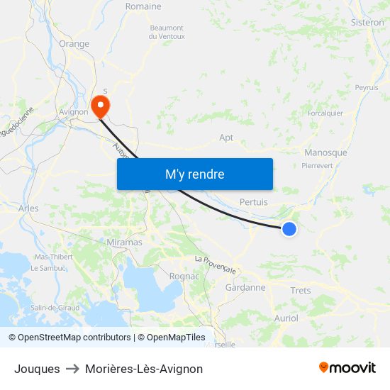 Jouques to Morières-Lès-Avignon map
