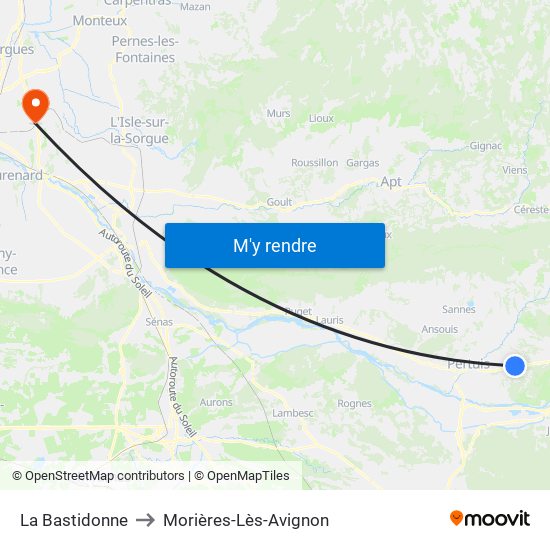 La Bastidonne to Morières-Lès-Avignon map