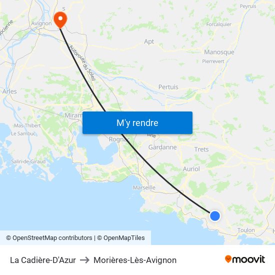 La Cadière-D'Azur to Morières-Lès-Avignon map