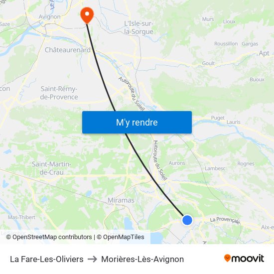 La Fare-Les-Oliviers to Morières-Lès-Avignon map