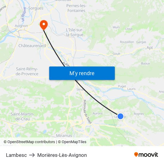 Lambesc to Morières-Lès-Avignon map