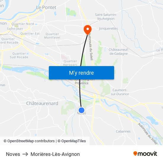 Noves to Morières-Lès-Avignon map